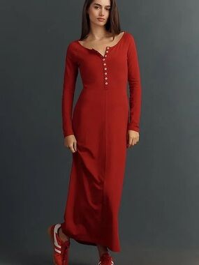 L*Space X Anthropologie Long Sleeve Red Maxi Dress Size XS NWT